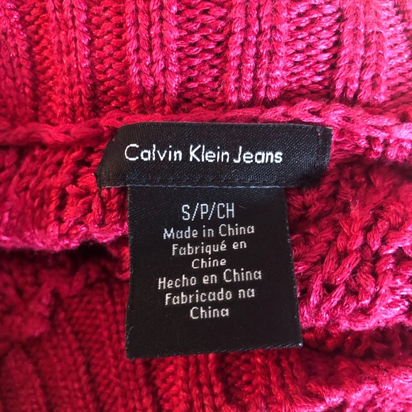 Calvin Klein Red long Sleeve Cable Knit Sweater - Picture 10 of 15